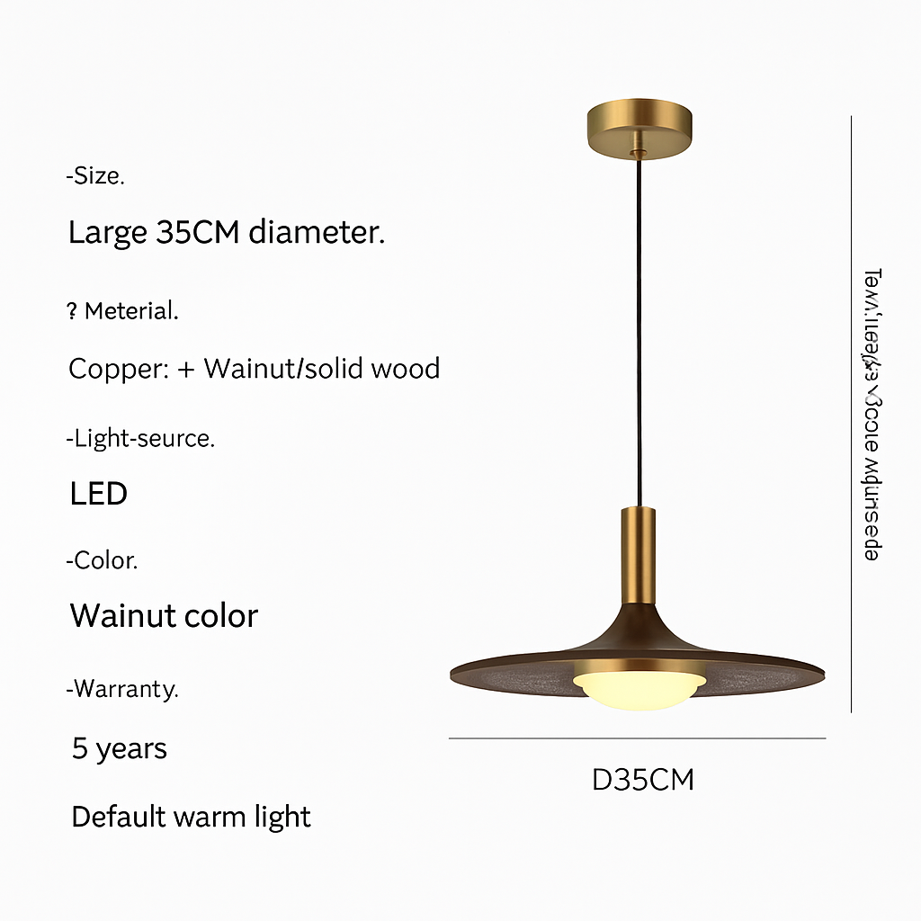 suspension nordique en bois et cuivre soucoupe volante pour intérieur