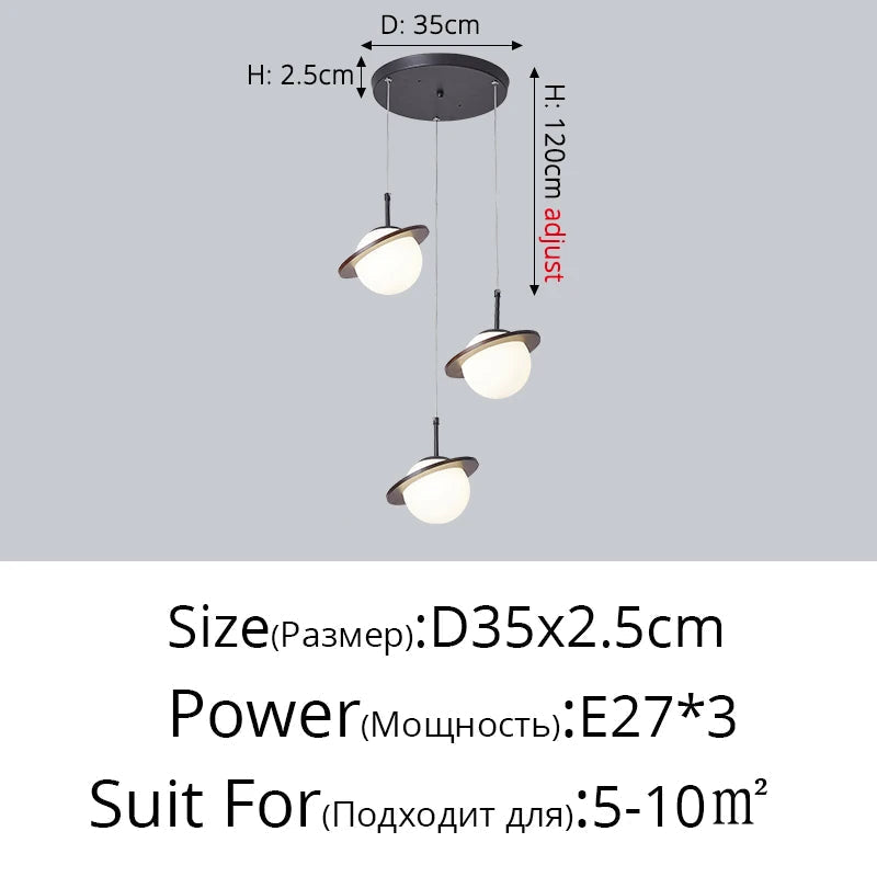 suspension nordique en bois forme planète décorative