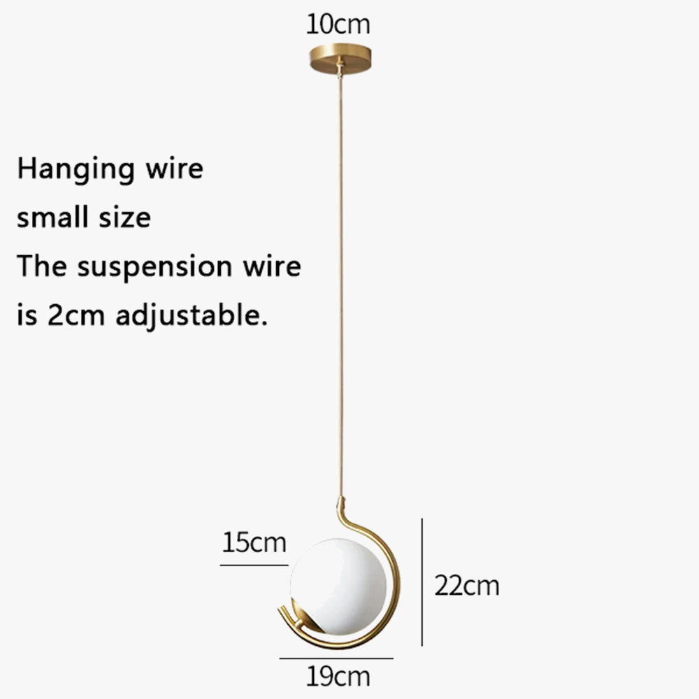 suspension nordique en métal et verre avec boule led décorative