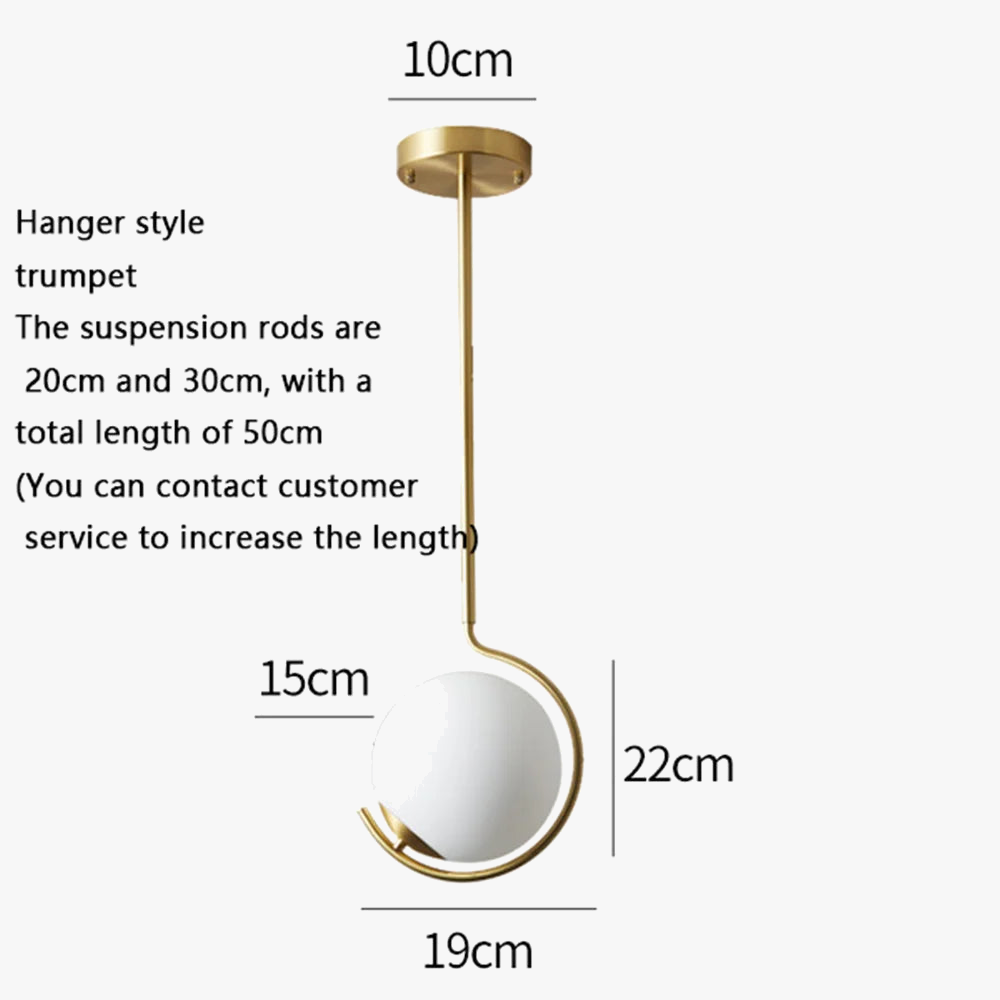 suspension nordique en métal et verre avec boule led décorative