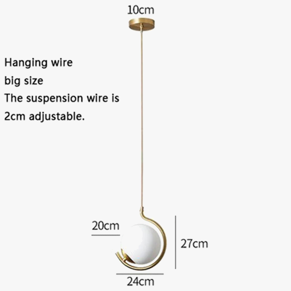 suspension nordique en métal et verre avec boule led décorative
