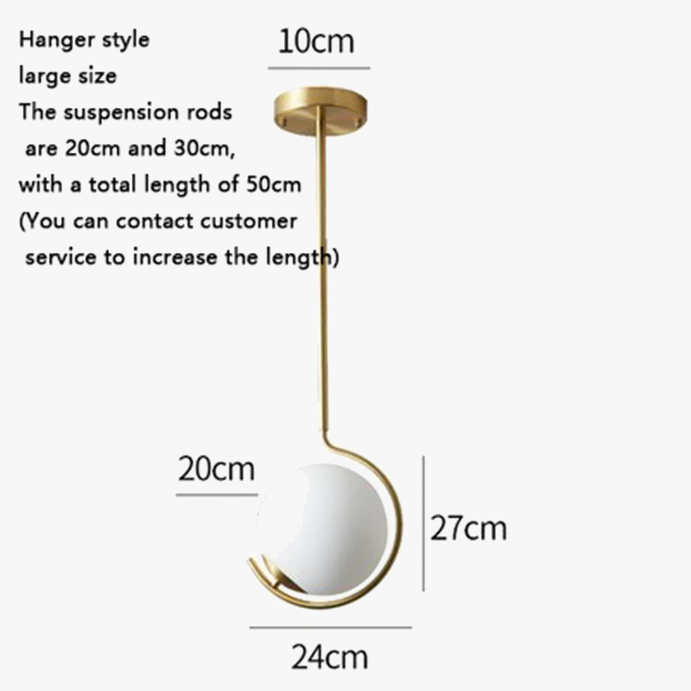 suspension nordique en métal et verre avec boule led décorative