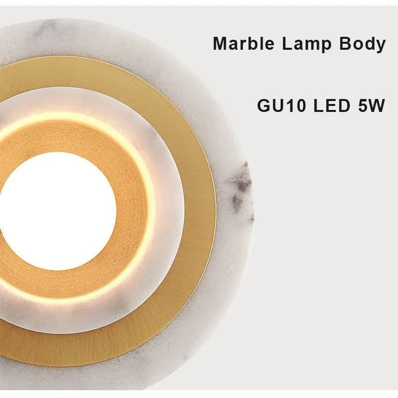 suspension nordique en marbre avec éclairage led moderne