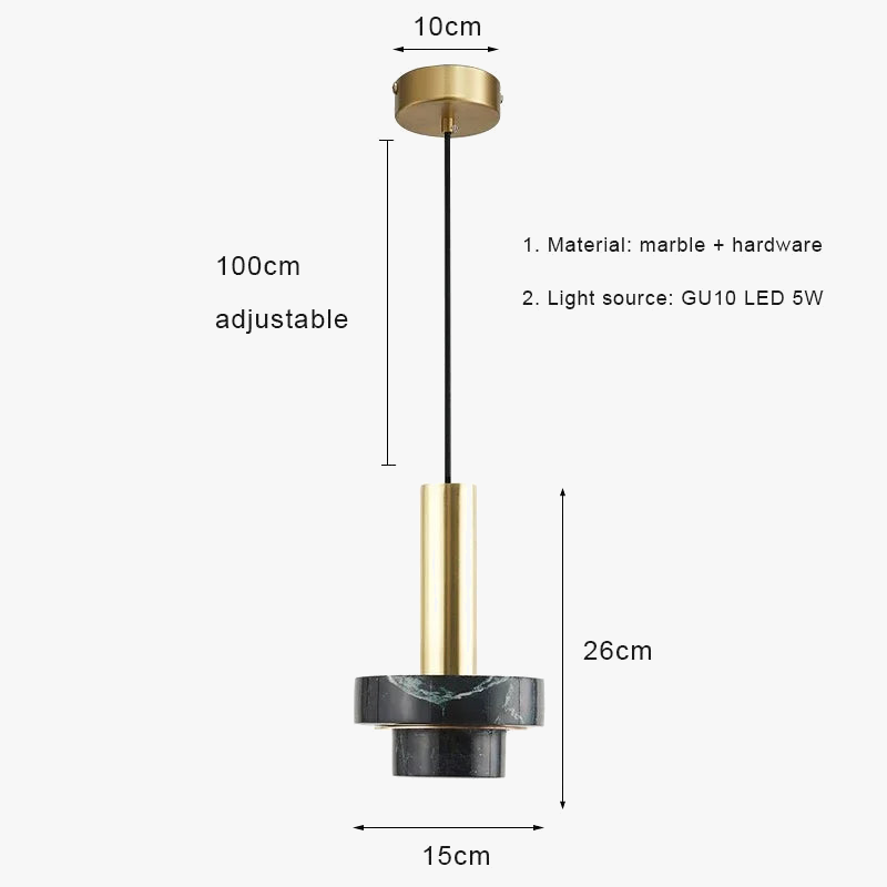 suspension nordique en marbre avec éclairage led moderne