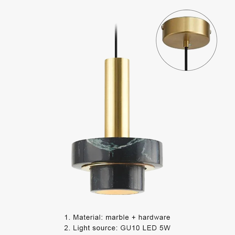 suspension nordique en marbre avec éclairage led moderne