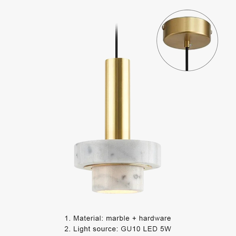 suspension nordique en marbre avec éclairage led moderne