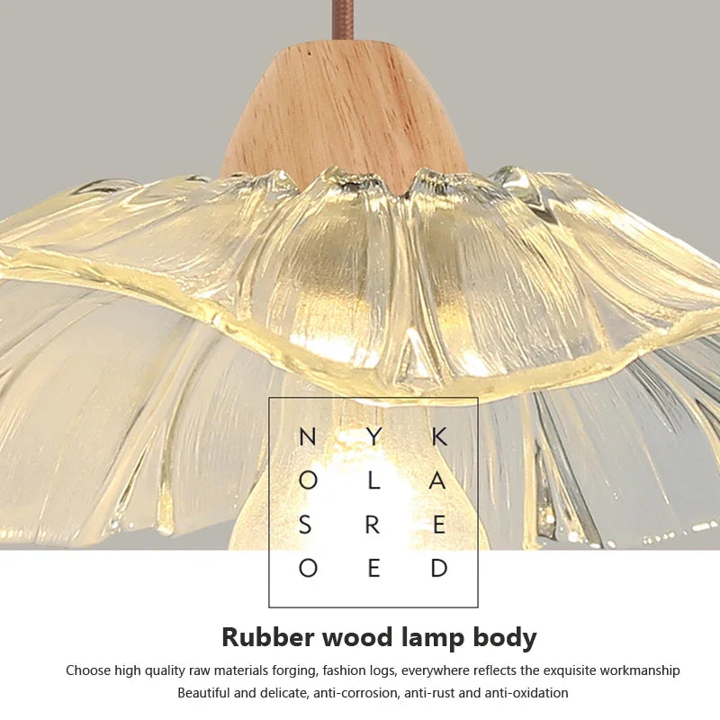suspension nordique en verre et bois pour intérieur décoratif
