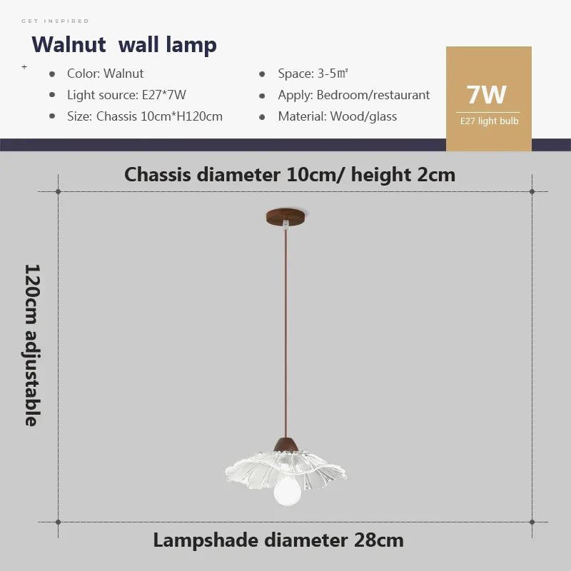 suspension nordique en verre et bois pour intérieur décoratif