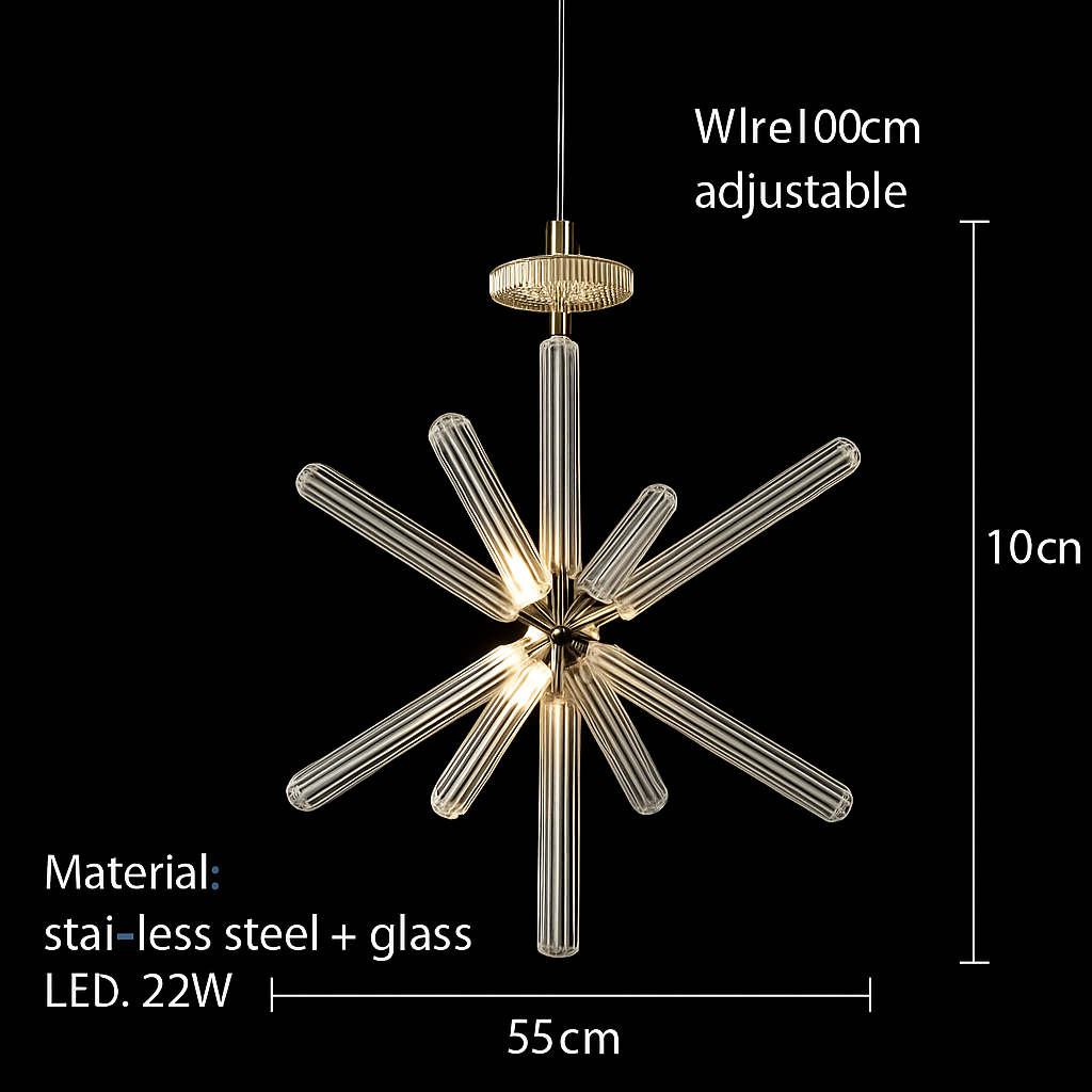 suspension nordique en verre transparent pour éclairage décoratif