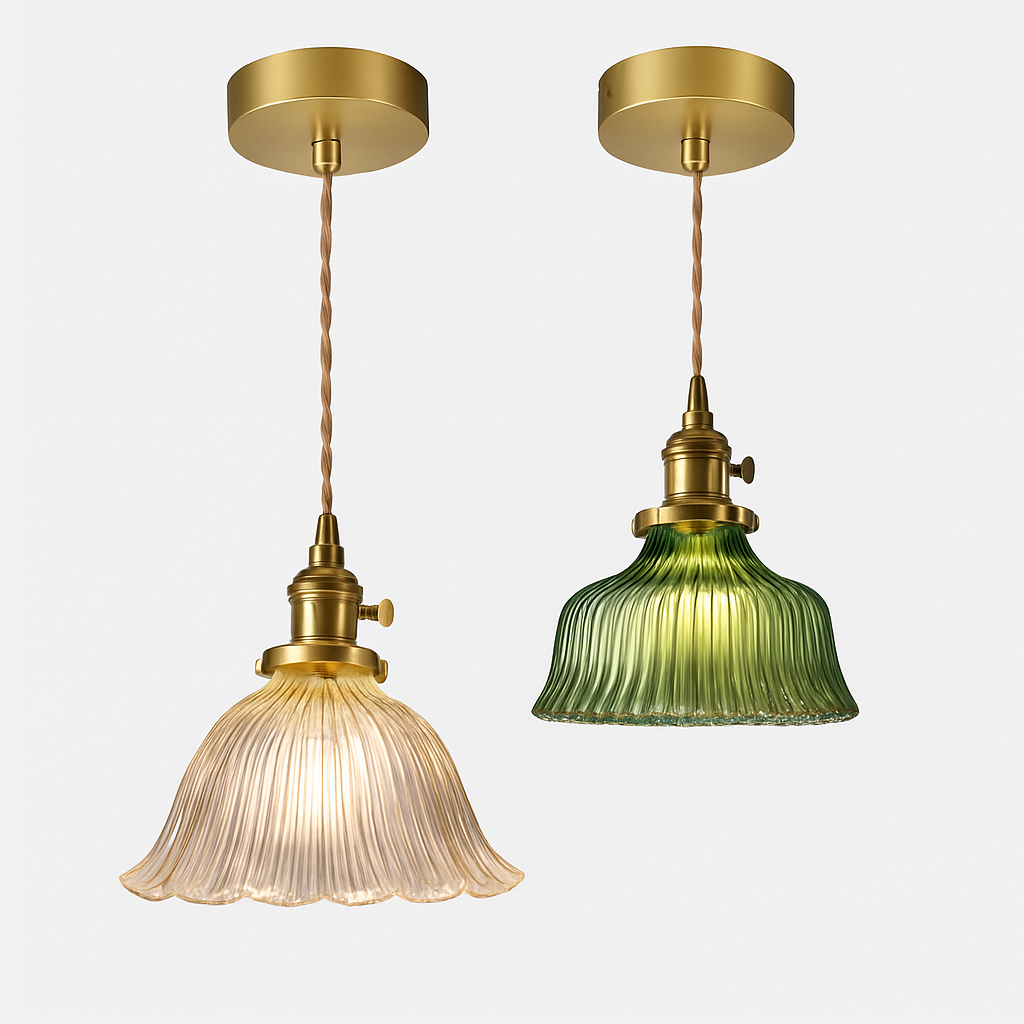 suspension nordique moderne avec abat-jour fleur en verre