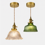 suspension nordique moderne avec abat-jour fleur en verre