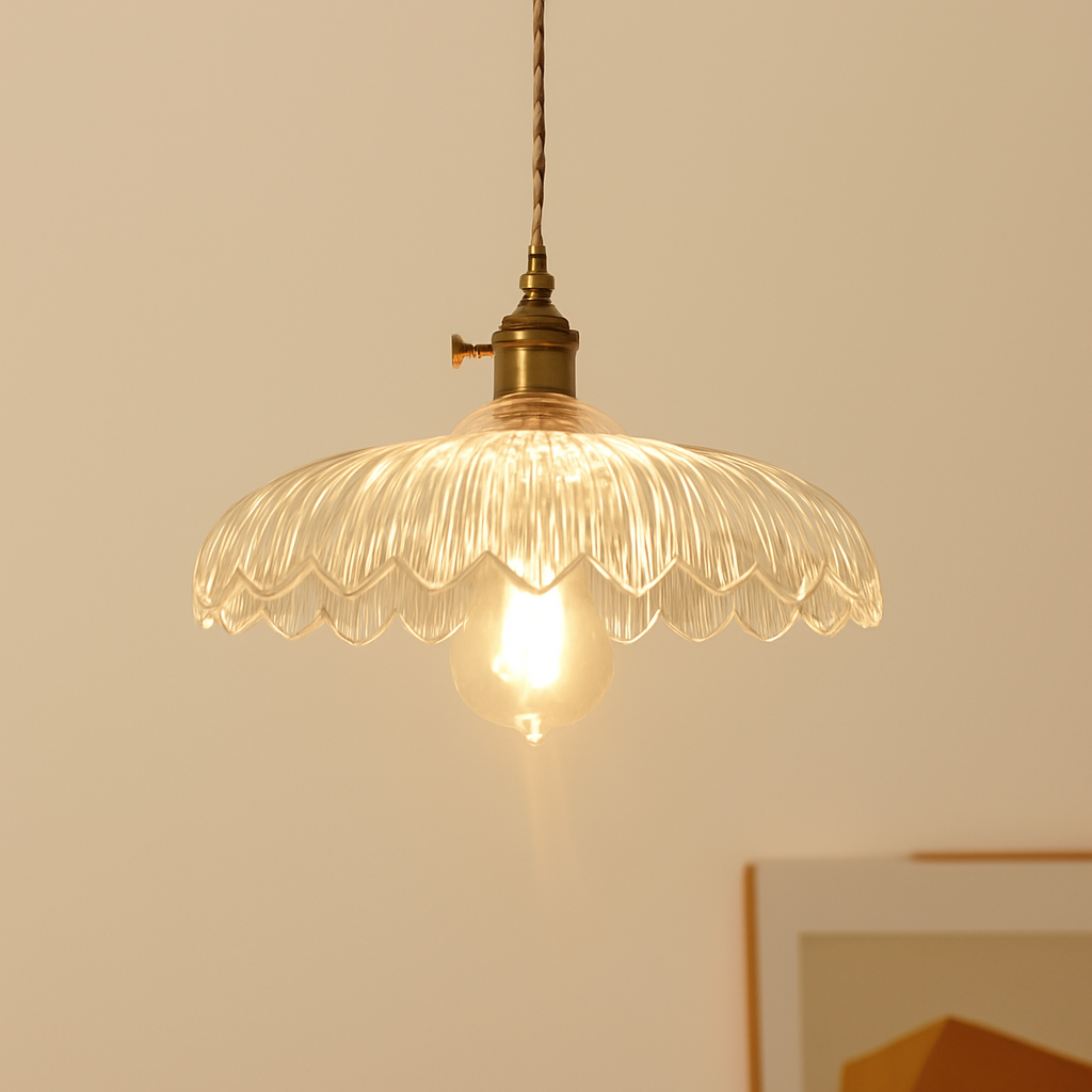 suspension nordique moderne avec abat-jour fleur en verre