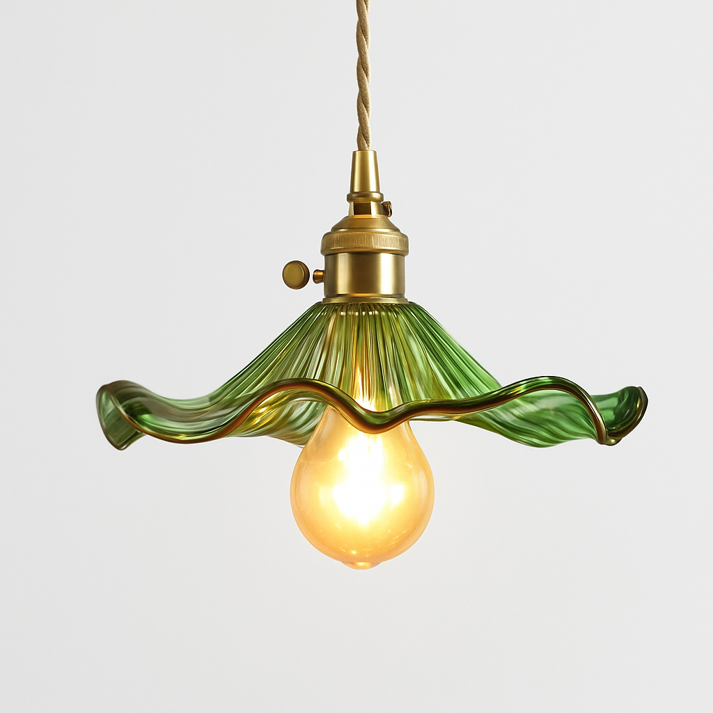 suspension nordique moderne avec abat-jour fleur en verre
