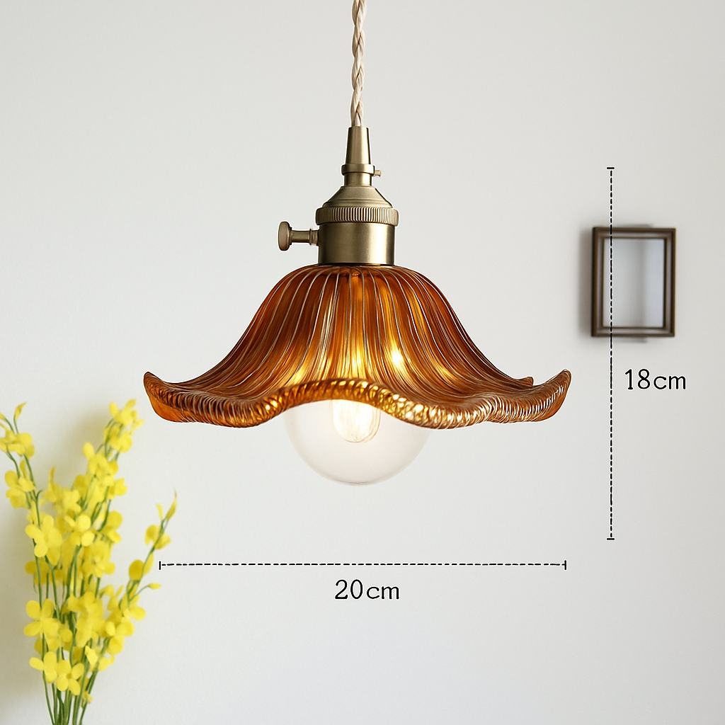 suspension nordique moderne avec abat-jour fleur en verre