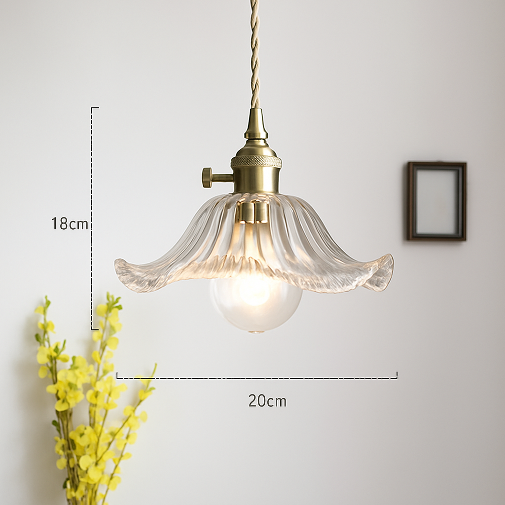 suspension nordique moderne avec abat-jour fleur en verre