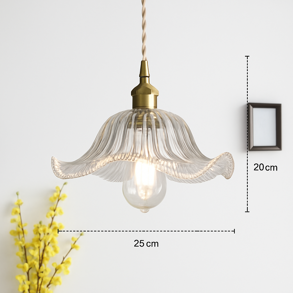 suspension nordique moderne avec abat-jour fleur en verre