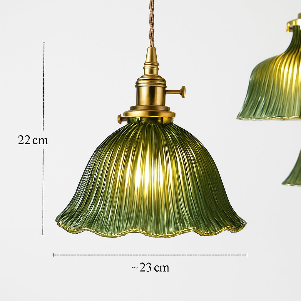 suspension nordique moderne avec abat-jour fleur en verre