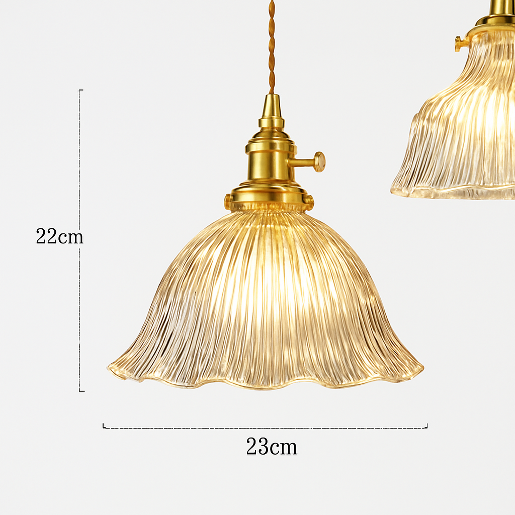 suspension nordique moderne avec abat-jour fleur en verre
