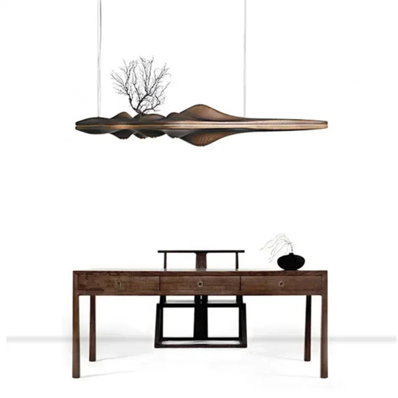 suspension nordique moderne en bois et résine décorative