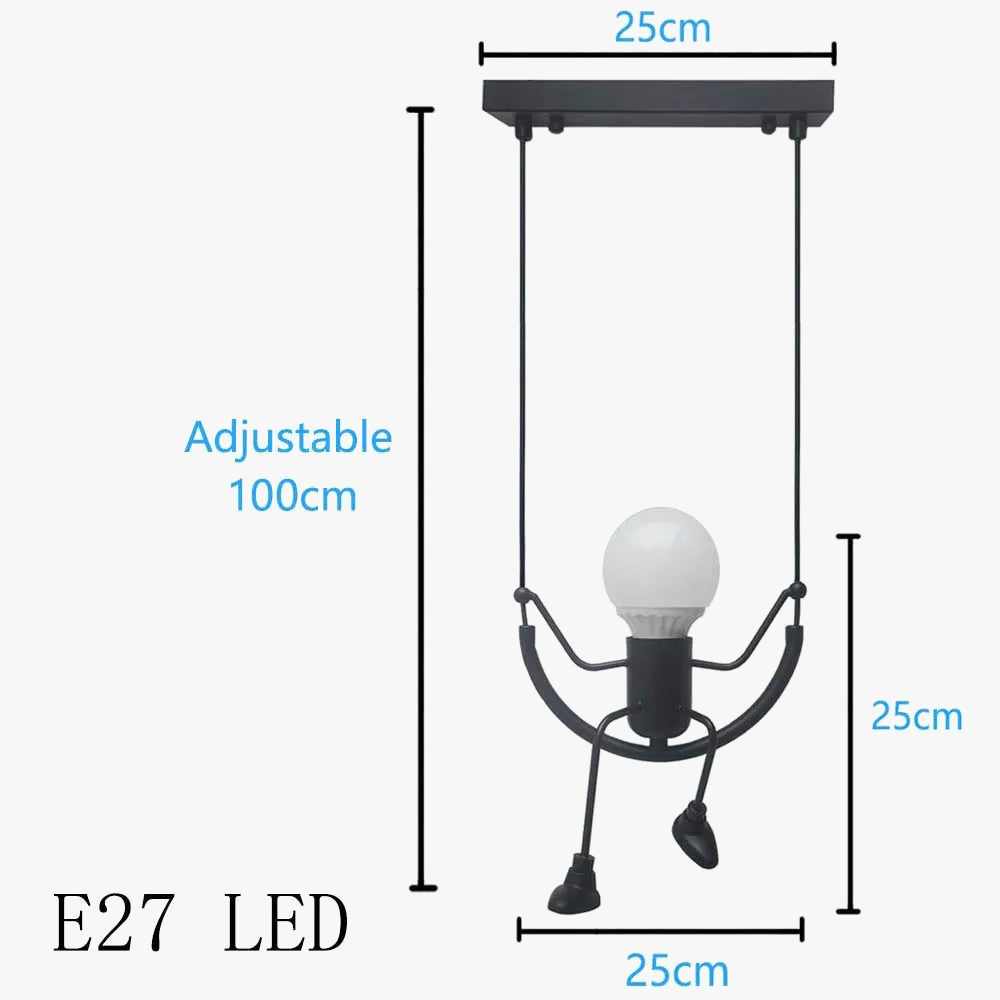 Suspension nordique petit homme araignée lampe suspendue fer balançoire lampes rétro Loft éclairage LED luminaire pour chambre d'enfants café Bar