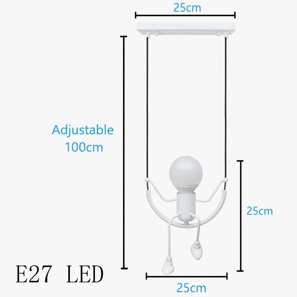 Suspension nordique petit homme araignée lampe suspendue fer balançoire lampes rétro Loft éclairage LED luminaire pour chambre d'enfants café Bar