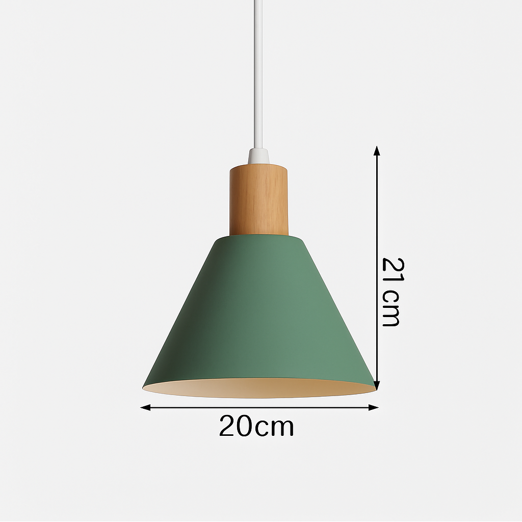 Suspension nordique verte en bois et métal