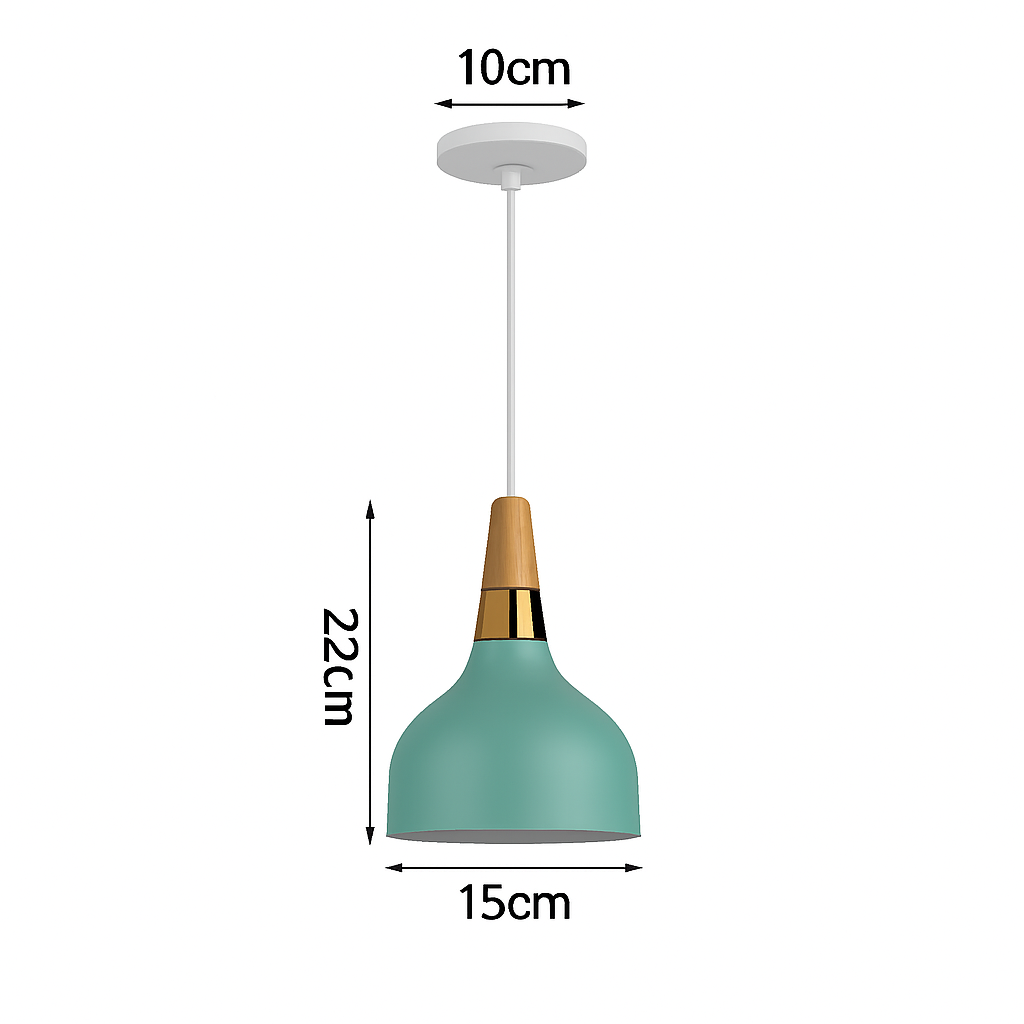 Suspension nordique verte en bois et métal