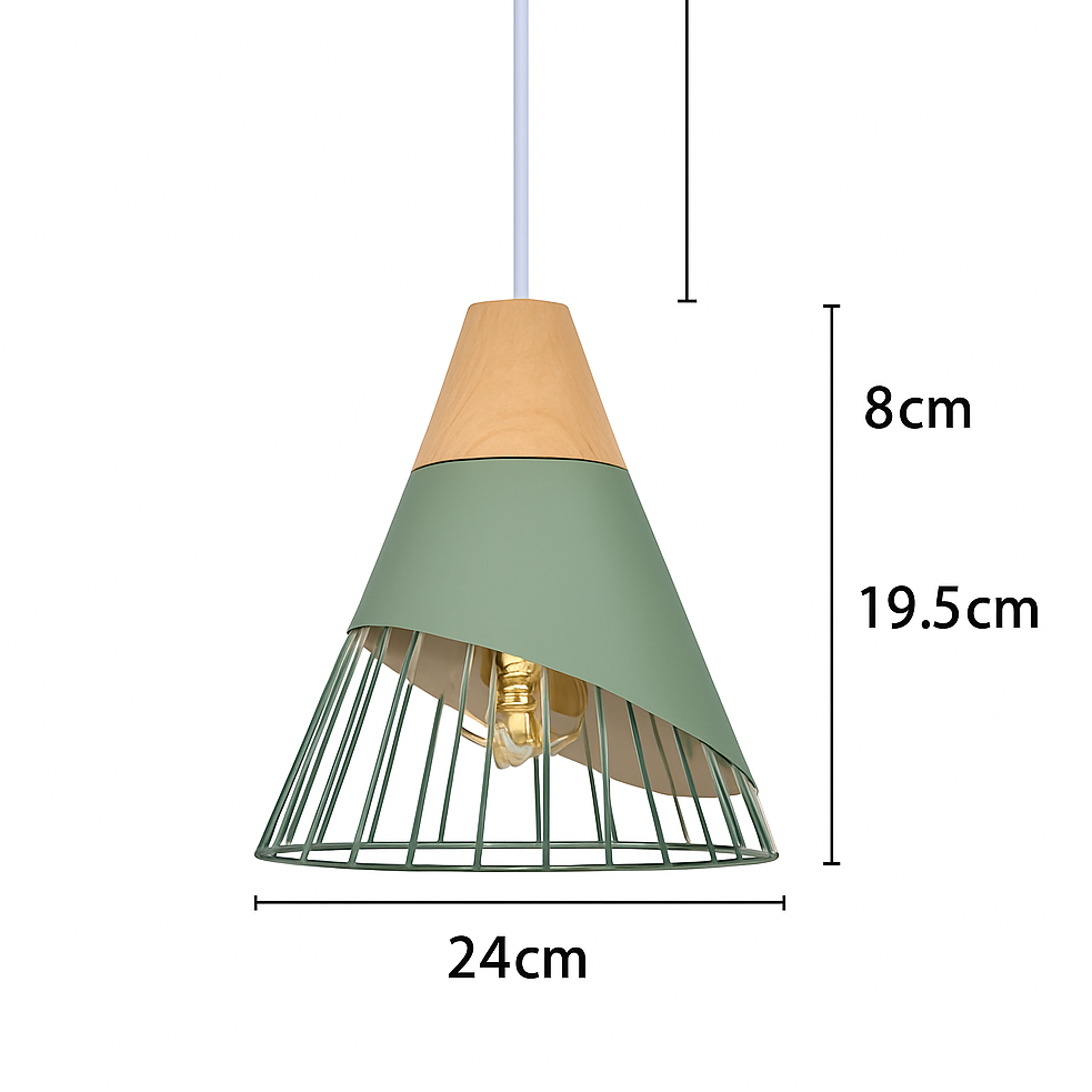 Suspension nordique verte en bois et métal