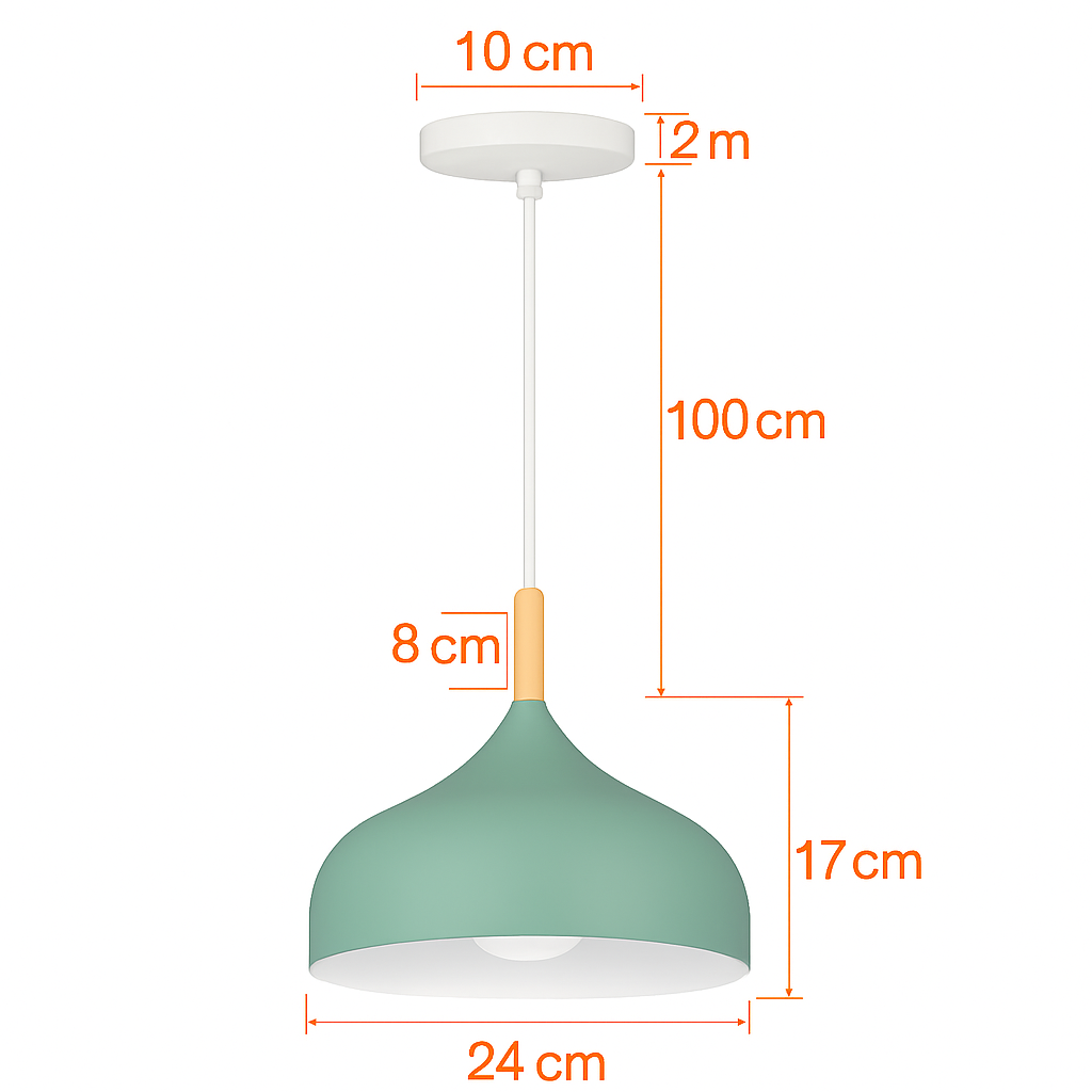 Suspension nordique verte en bois et métal