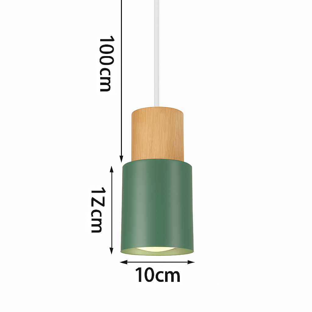Suspension nordique verte en bois et métal