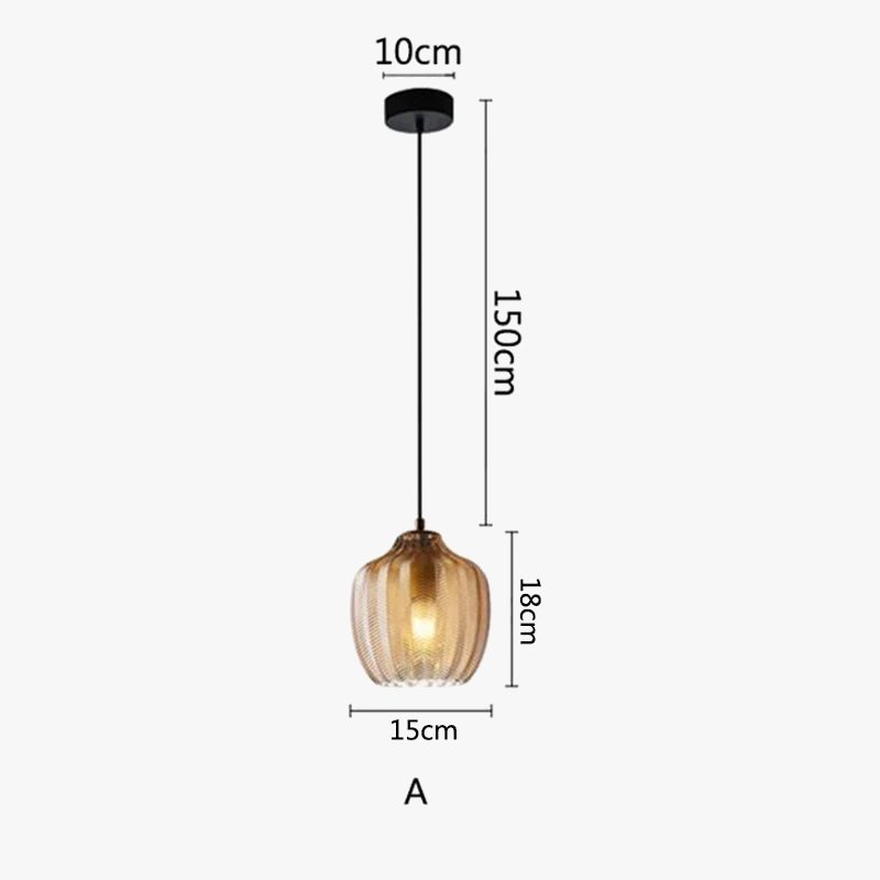 Suspension nordiques en verre ambre lampe suspendue Luminaires de cuisine E27 Restaurant chambre chevet décor lampe Luminaires