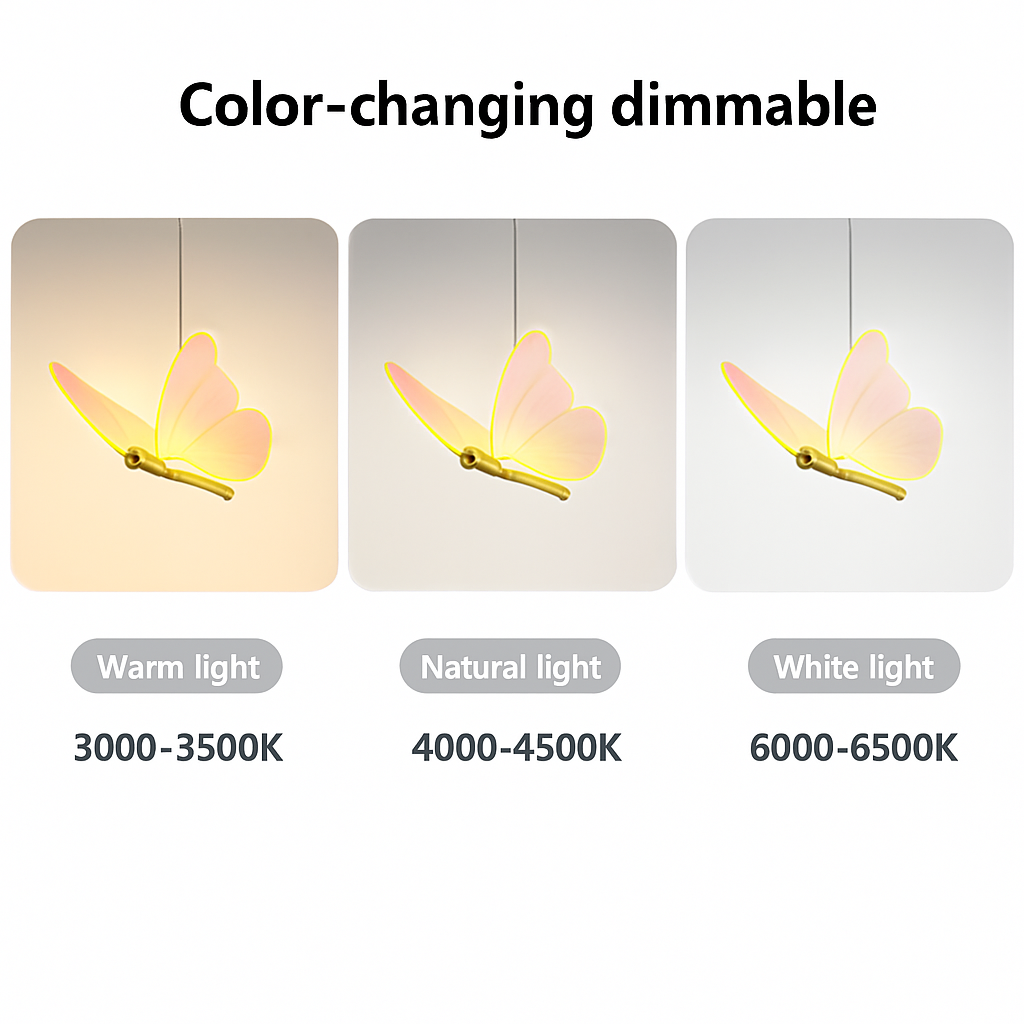 Suspension papillon LED moderne AC85-265V acrylique intérieur décoratif chambre à manger chevet lustre 3 couleurs plafonnier