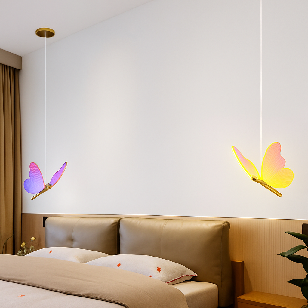 Suspension papillon LED moderne AC85-265V acrylique intérieur décoratif chambre à manger chevet lustre 3 couleurs plafonnier