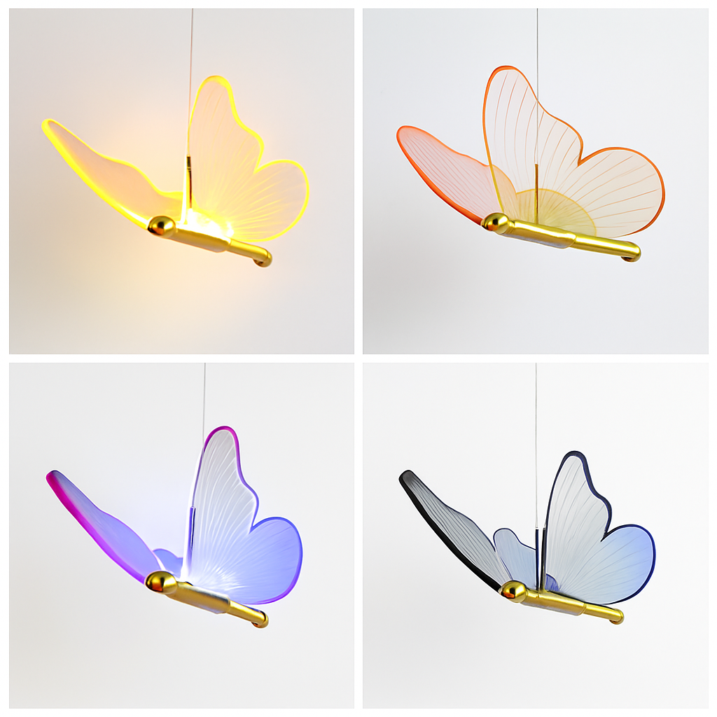 Suspension papillon LED moderne AC85-265V acrylique intérieur décoratif chambre à manger chevet lustre 3 couleurs plafonnier