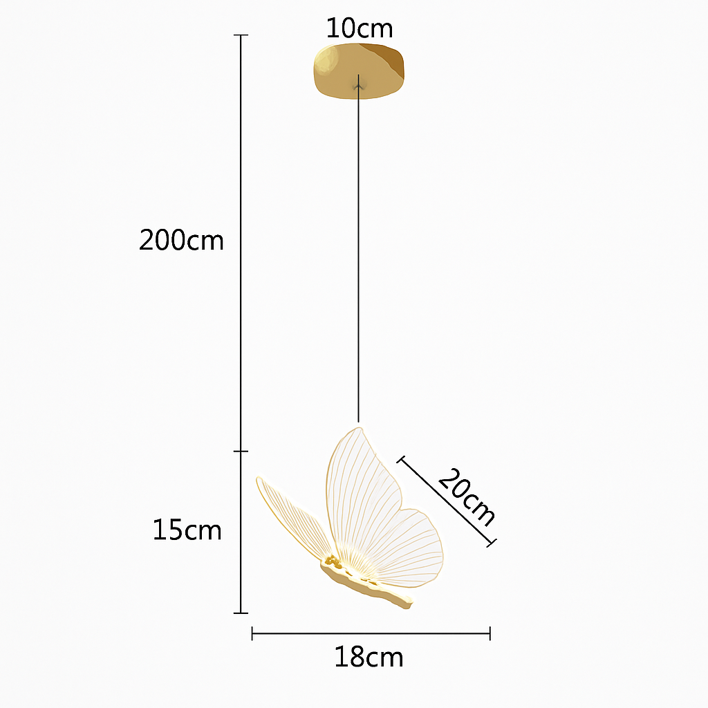 Suspension papillon LED moderne AC85-265V acrylique intérieur décoratif chambre à manger chevet lustre 3 couleurs plafonnier