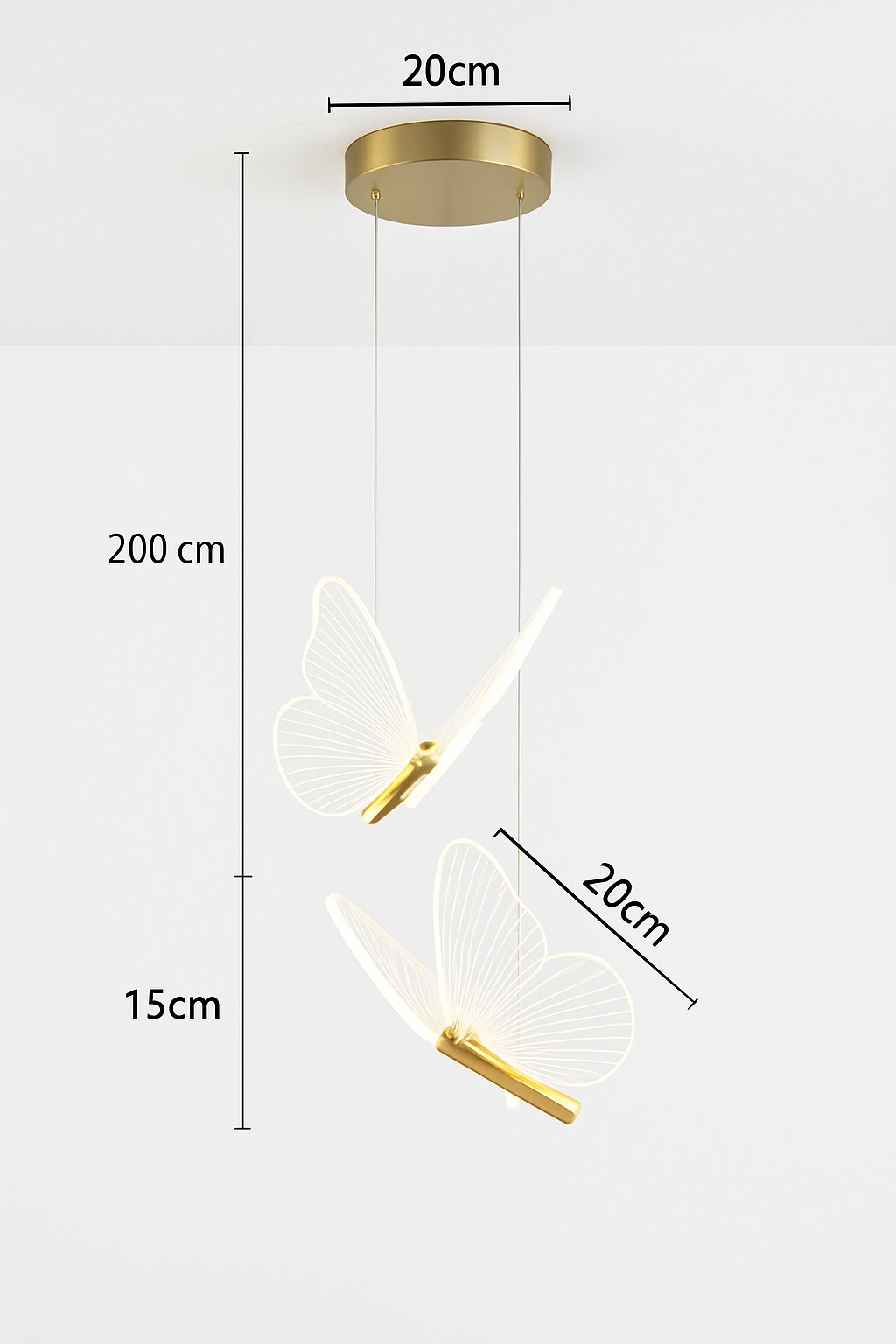 Suspension papillon LED moderne AC85-265V acrylique intérieur décoratif chambre à manger chevet lustre 3 couleurs plafonnier