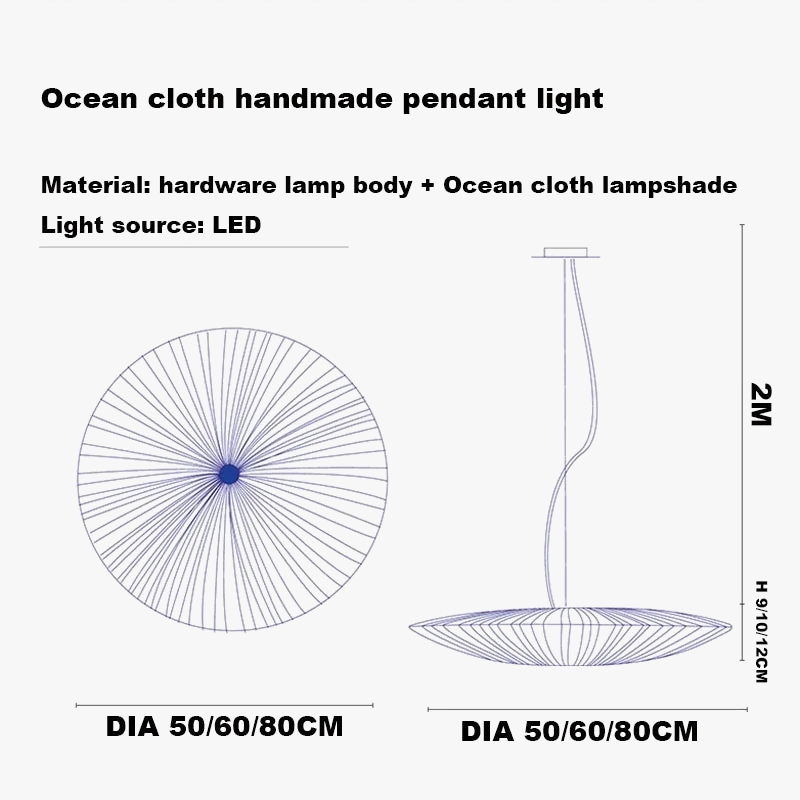Suspension parapluie nordique modernes en tissu océan