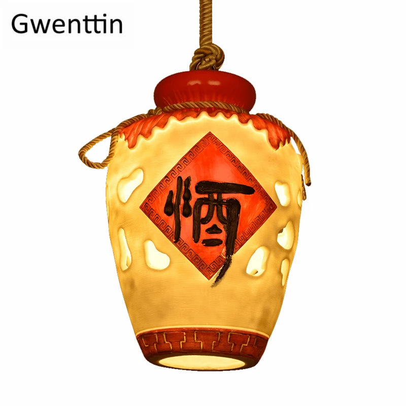 suspension pot à vin style chinois pour décoration intérieure