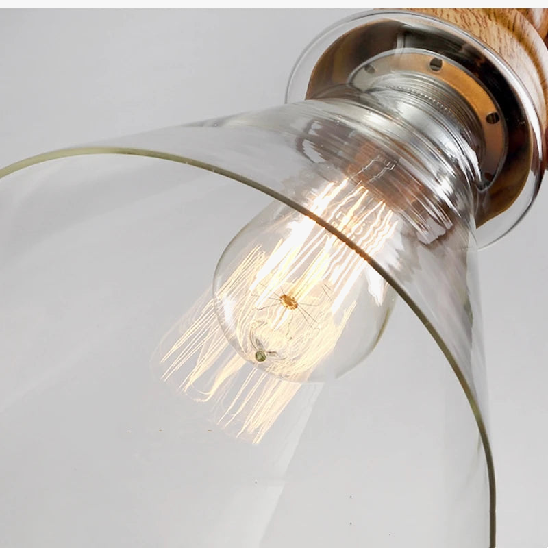 suspension rétro en bois avec éclairage led pour intérieur