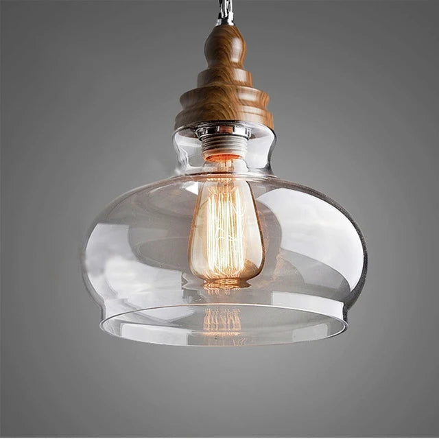 suspension rétro en bois avec éclairage led pour intérieur