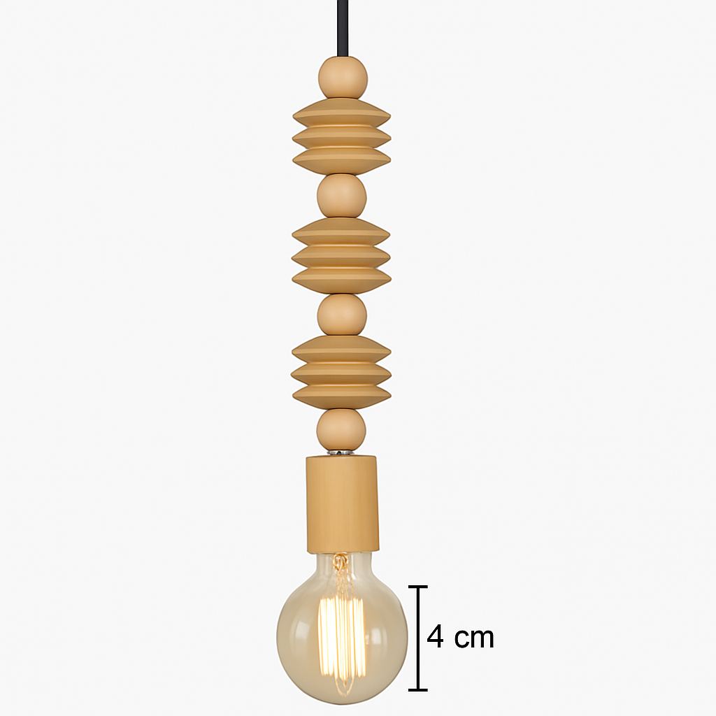 suspension rétro en bois de chêne avec perles géométriques