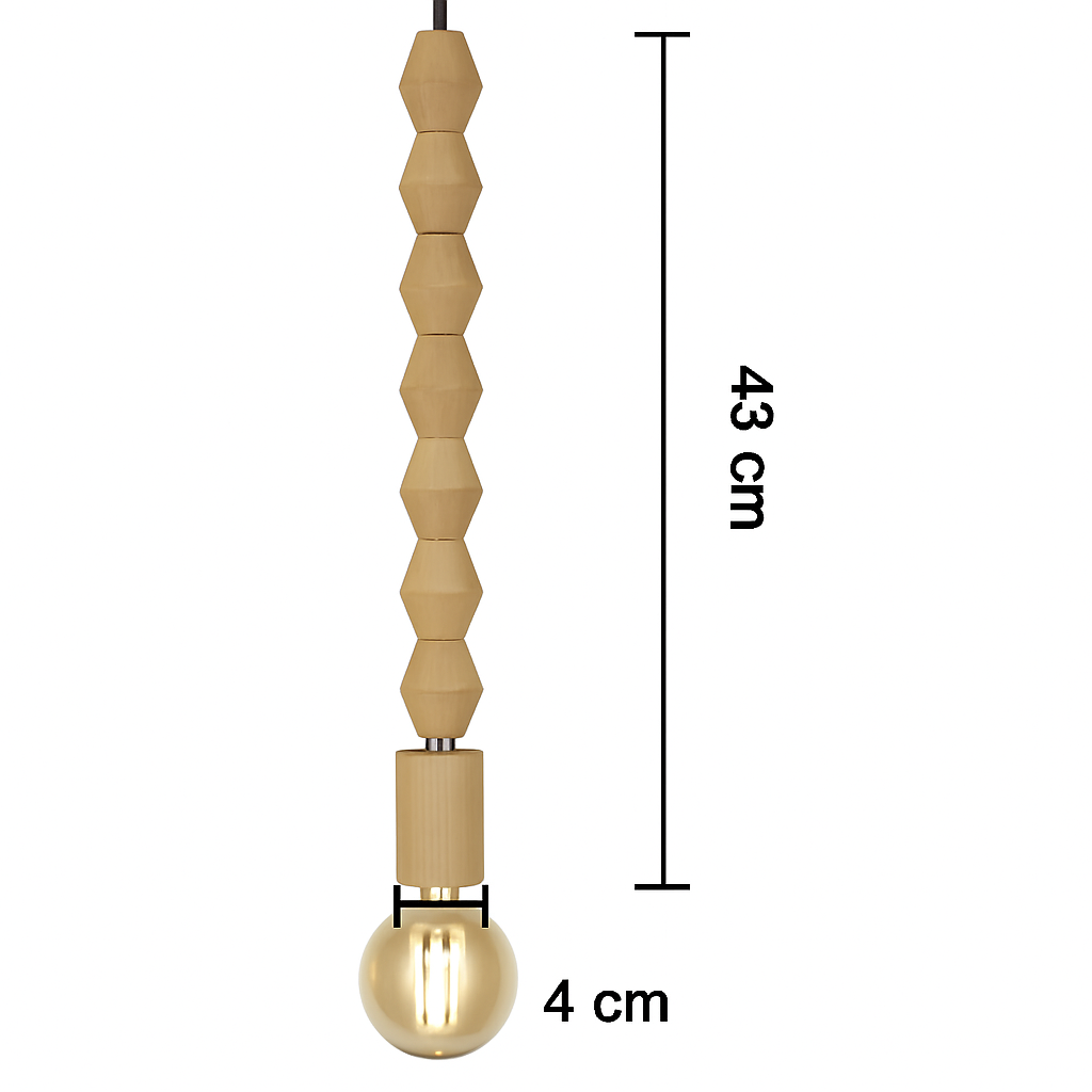 suspension rétro en bois de chêne avec perles géométriques