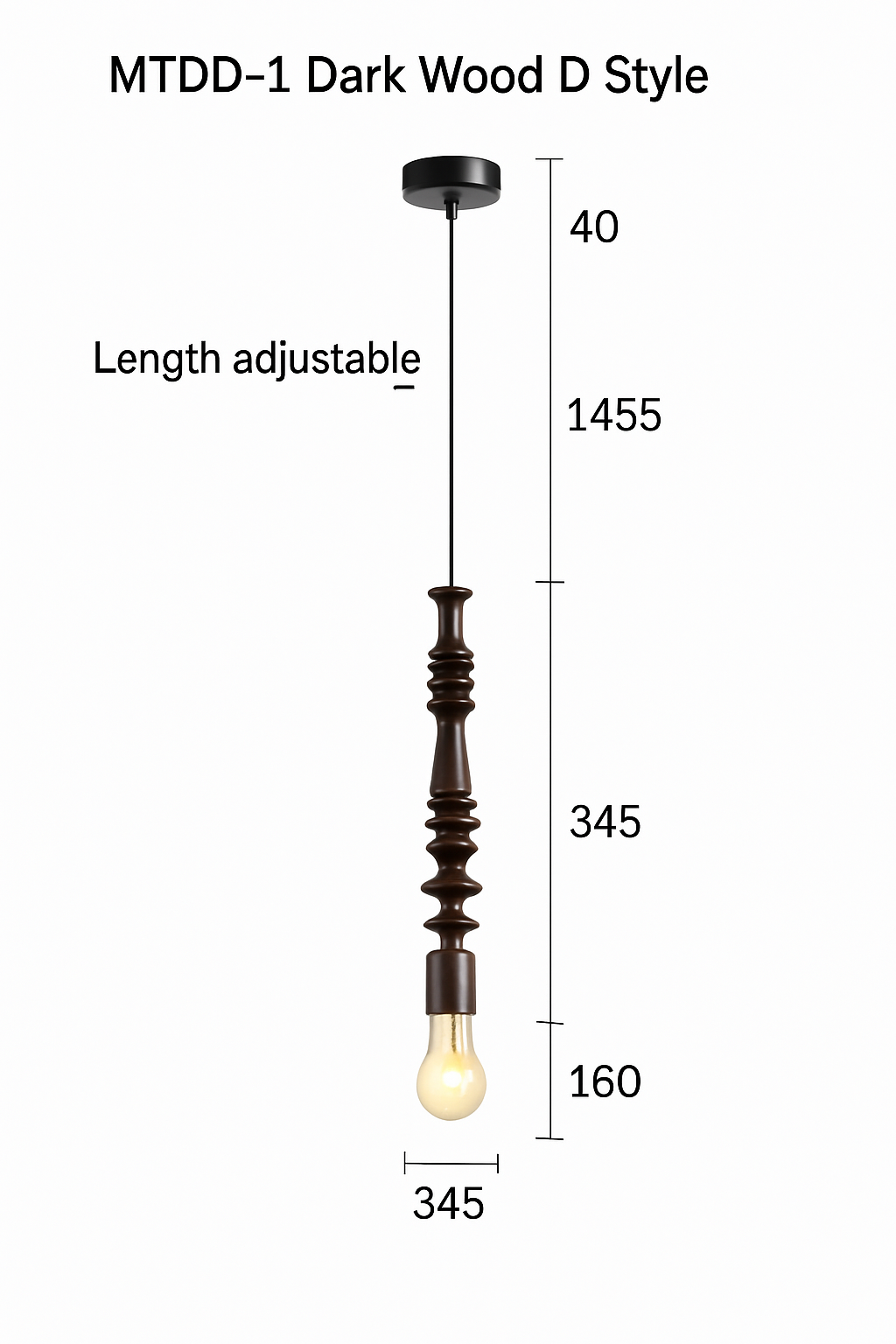 suspension rétro en bois de chêne avec perles géométriques