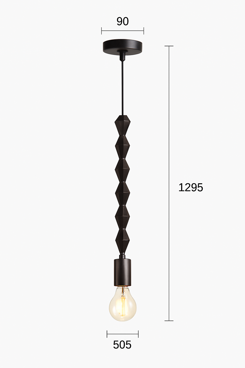 suspension rétro en bois de chêne avec perles géométriques