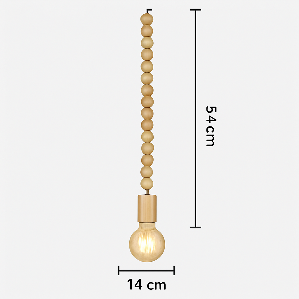 suspension rétro en bois de chêne avec perles géométriques
