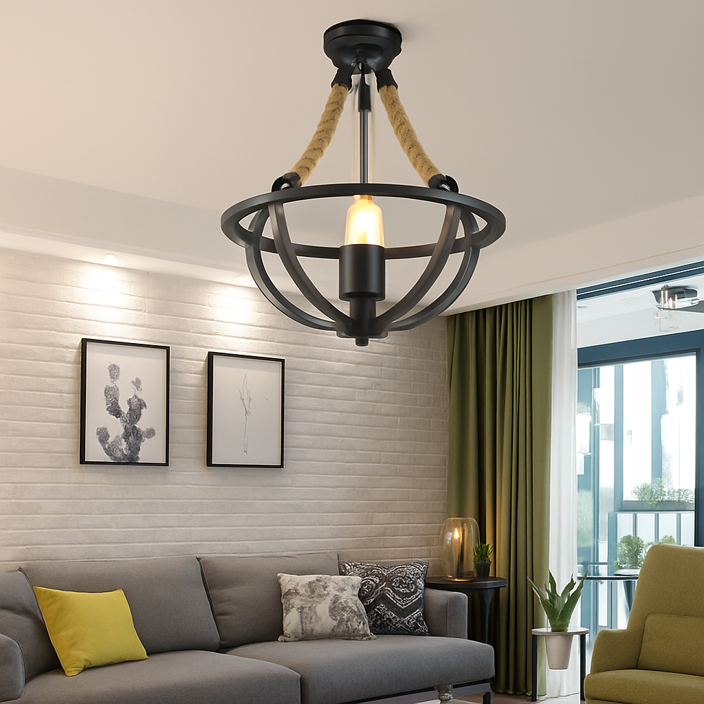 suspension rétro en corde pour décoration intérieure élégante