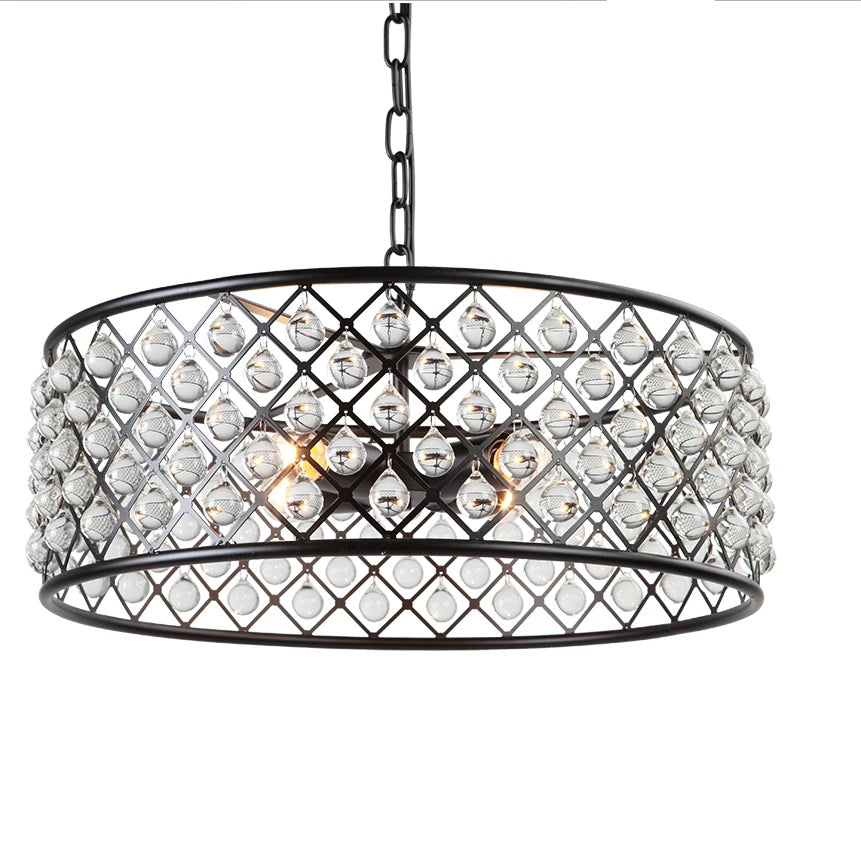 suspension rétro en cristal de fer à led