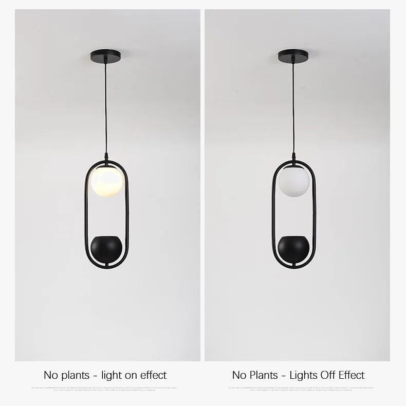 suspension rétro en fer avec plante décorative et éclairage led