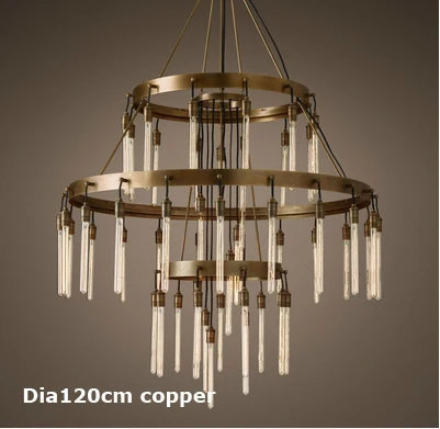 suspension rétro en fer et cuivre noir design industriel