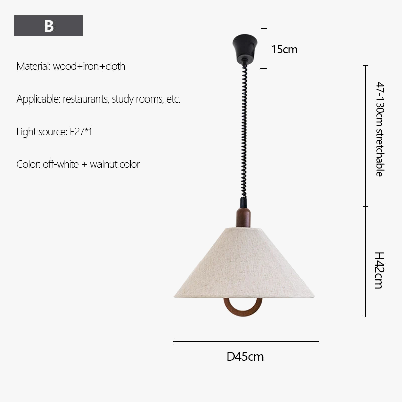 suspension rétro en tissu rétractable avec éclairage à led